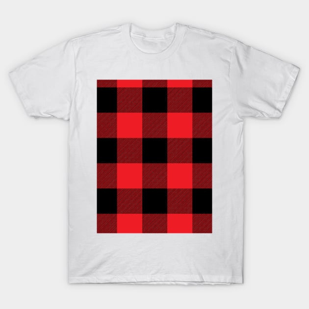 Black and Red Buffalo Plaid Large Check Checkered Pattern T-Shirt by squeakyricardo